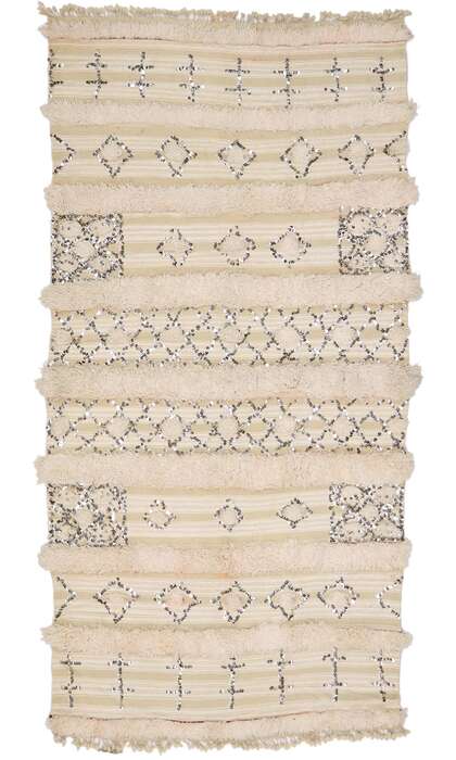 4 x 8 Vintage Moroccan Wedding Blanket, Berber Handira 21546