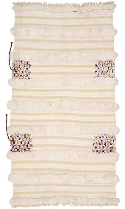 4 x 8 Vintage Moroccan Wedding Blanket, Berber Handira 21547