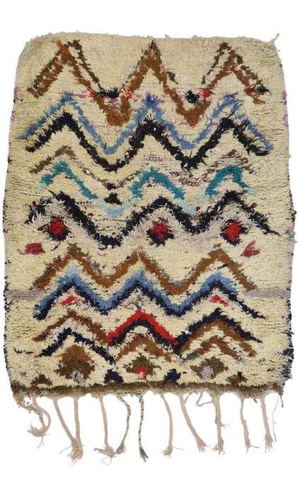 4 x 5 Vintage Boucherouite Moroccan Rag Rug 21552