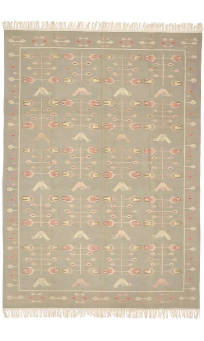 9 x 12 Vintage Romanian Floral Kilim Rug 77966