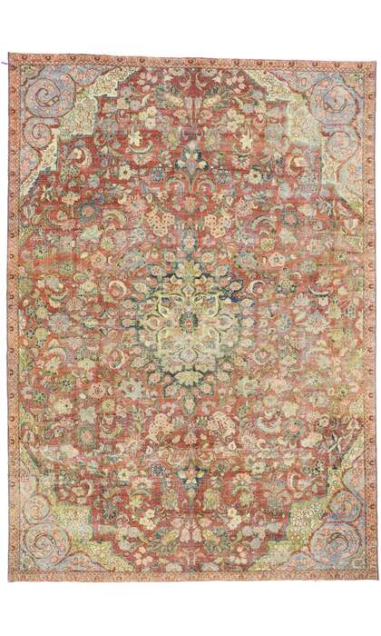 8 x 11 Distressed Antique Persian Mahal Rug 60951