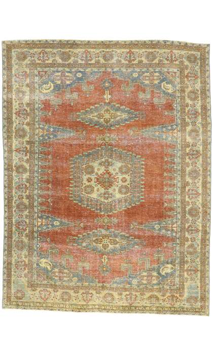 8 x 10 Distressed Vintage Persian Viss Rug 60958