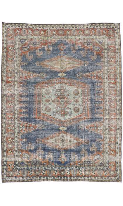 9 x 11 Distressed Vintage Persian Viss Rug 60967