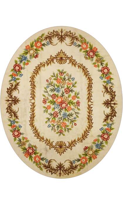 70686 Antique Floral Hooked Oval Rug 07'05 x 09'03