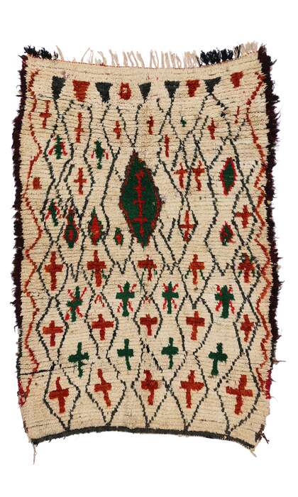 4 x 6 Vintage Berber Moroccan Azilal Rug with Modern Tribal Style 74761