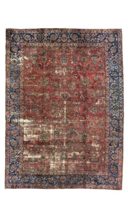 10 x 13 Antique-Worn Persian Kerman Rug 76681