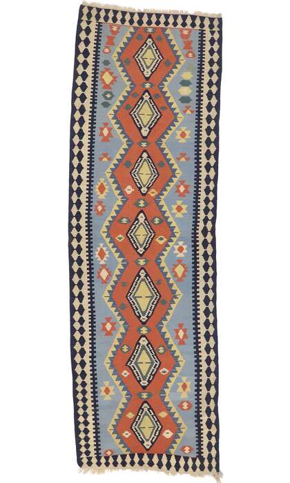 4 x 11 Vintage Persian Shiraz Kilim Runner 77933