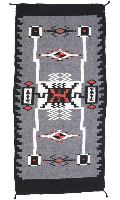 2 x 5 Vintage Navajo Storm Rug 77959