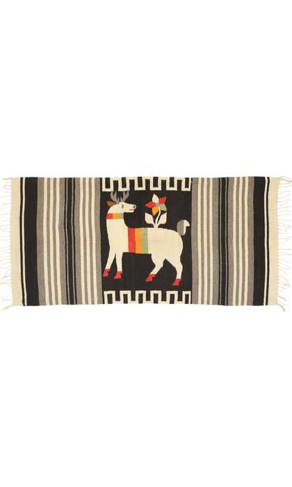 3 x 5 Vintage Mexican Kilim Serape Blanket Rug 77962