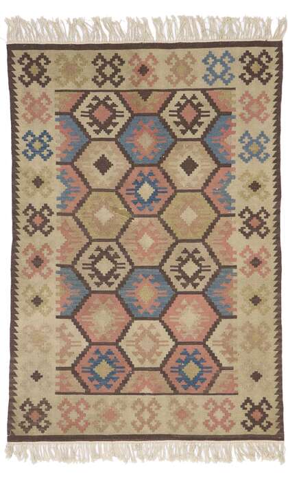 4 x 6 Vintage Persian Shiraz Kilim Rug 77970