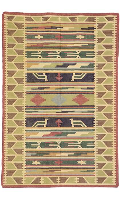 4 x 6 Vintage Indian Stone Wash Dhurrie Rug with Tribal Style 77989