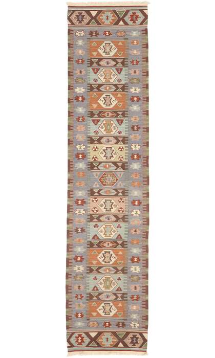 2 x 10 Vintage Persian Shiraz Kilim Runner with Bohemian Tribal Style 77993
