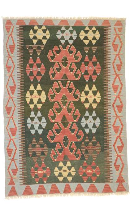 4 x 6 Vintage Persian Shiraz Kilim Rug 77995