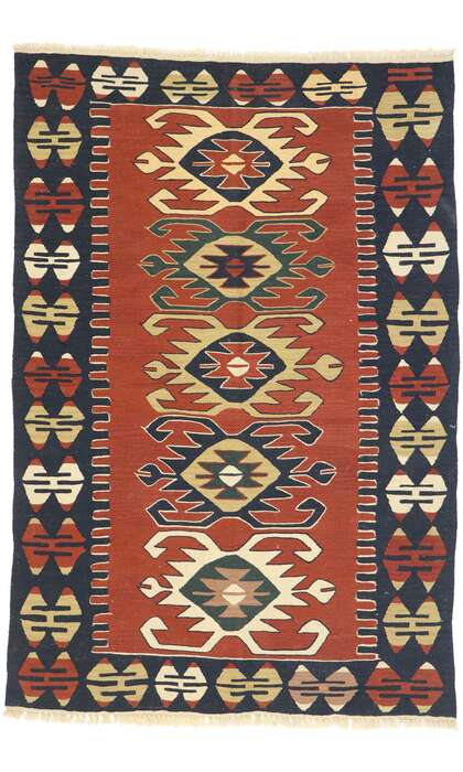 4 x 6 Vintage Persian Shiraz Kilim Rug 77996