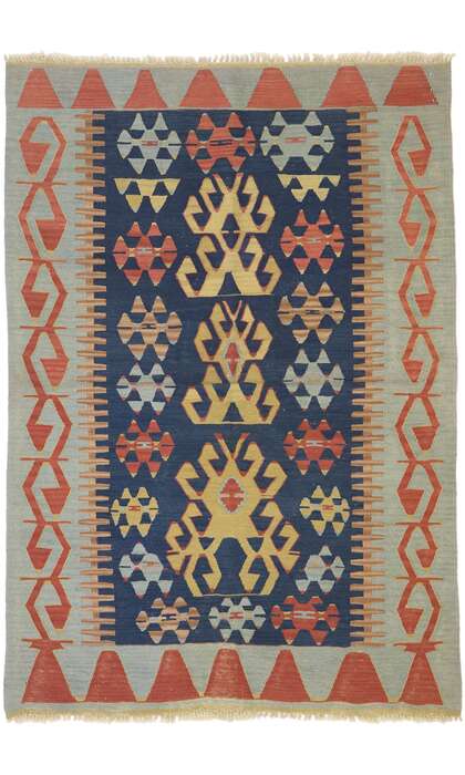 4 x 6 Vintage Persian Shiraz Kilim Rug 77998