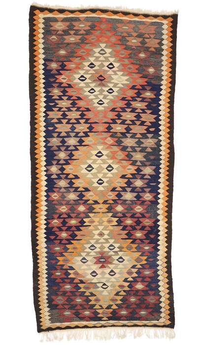 4 x 10 Vintage Persian Bijar Kilim Rug 78015
