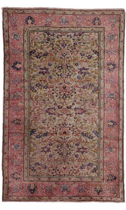 3 x 4 Vintage Pink Persian Silk Rug 78120