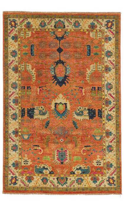 6 x 9 Contemporary Orange Oushak Rug 80356