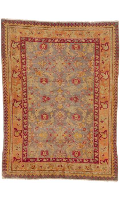 5 x 6 Vintage Turkish Oushak Rug 53722