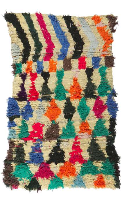 3 x 5 Vintage Berber Moroccan Boucherouite Rag Rug 21601