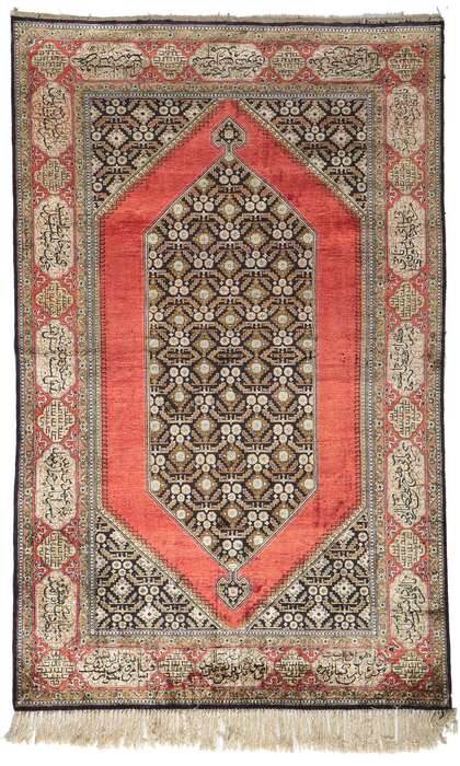 5 x 7 Vintage Persian Silk Qum Rug 78187