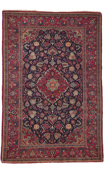 5 x 7 Antique Persian Kashan Rug 74320