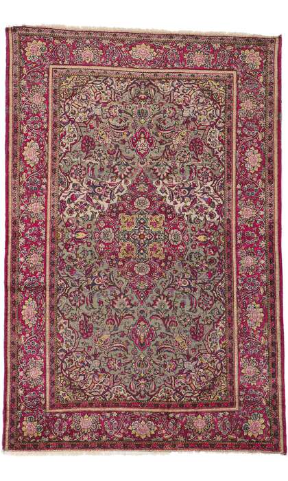 4 x 7 Antique Persian Kashan Rug 74340