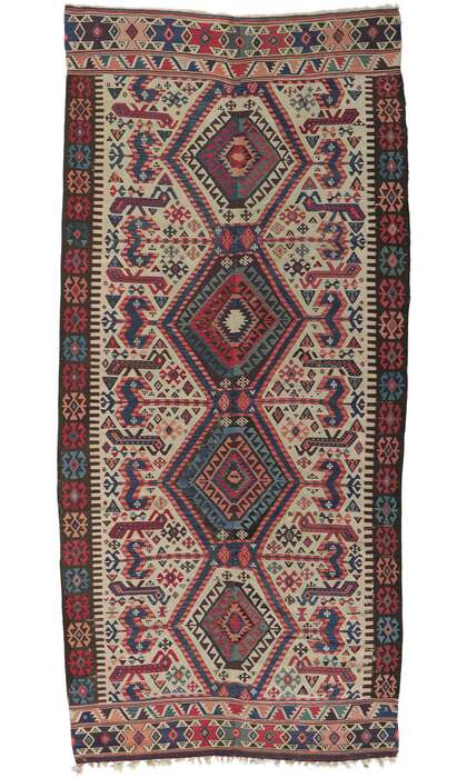 5 x 11 Antique Caucasian Kilim Rug 78190