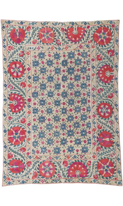 4 x 5 Antique Embroidered Suzani Wall Tapestry 78197