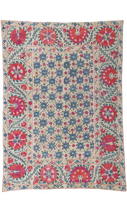 4 x 5 Antique Uzbek Suzani Tapestry 78197