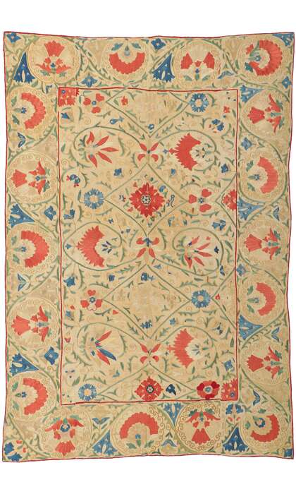 4 x 5 Antique Embroidered Suzani Wall Tapestry 78198
