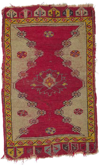 2 x 3 Antique Turkish Yastik Rug 78208