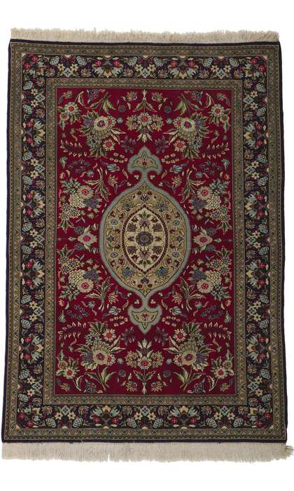 4 x 5 Vintage Persian Qum Rug 78220