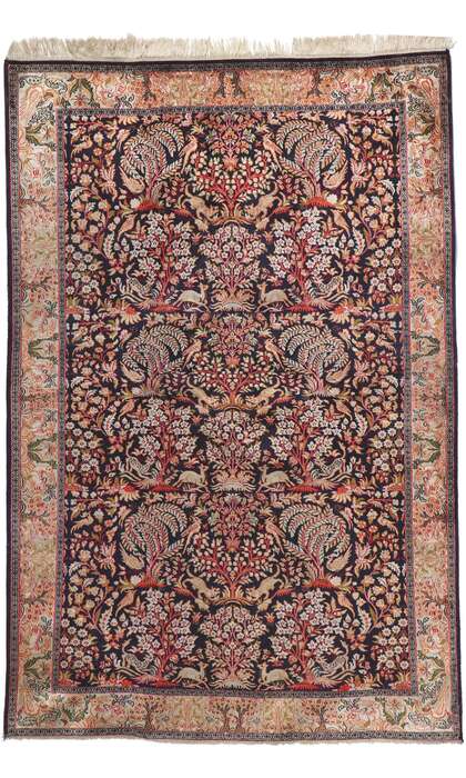 4 x 6 Vintage Persian Silk Qum Rug 78239