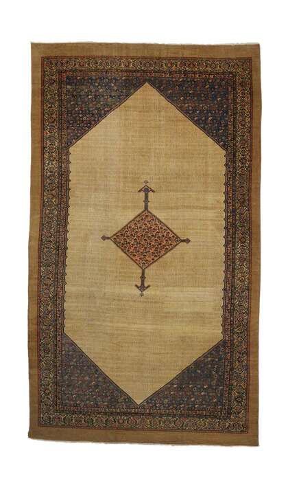 14 x 24 Antique Persian Malayer Rug with Camel Hair 74396