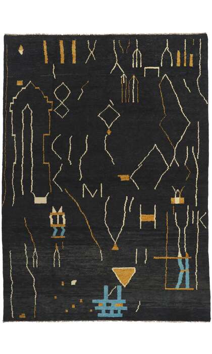 10 x 13 Modern Black Moroccan Area Rug 80705