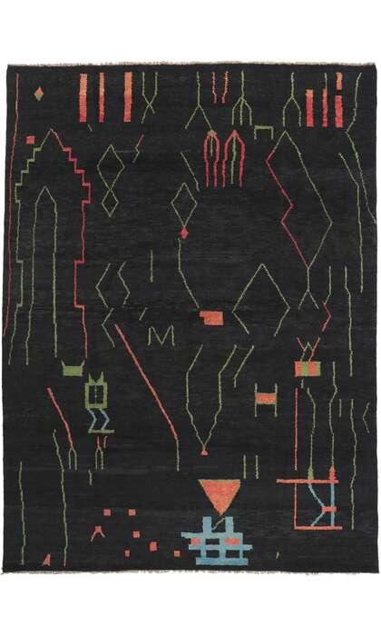 10 x 13 Modern Black Moroccan Area Rug 80706