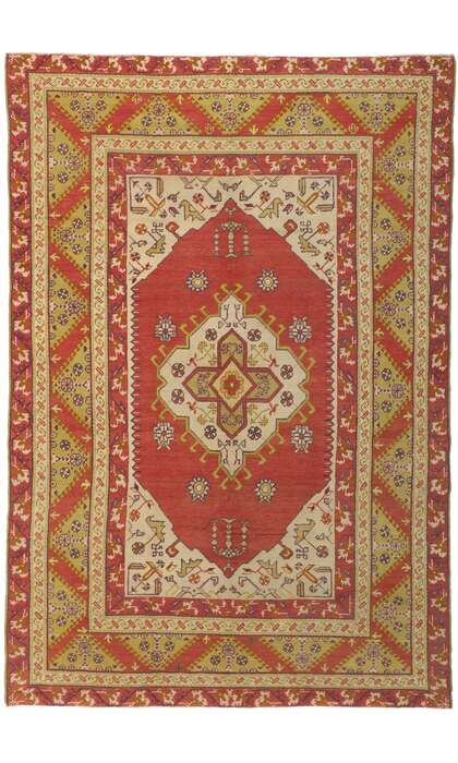 6 x 9 Vintage Turkish Oushak Rug 72489