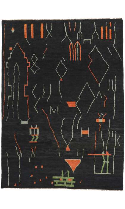 ​9 x 13 Modern Black Moroccan Area Rug 80704​