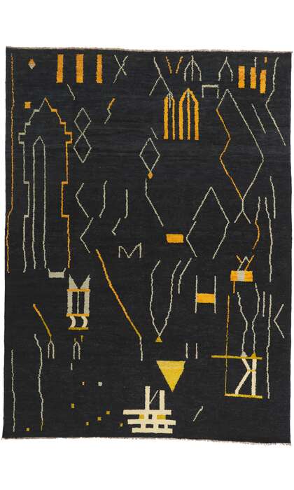 9 x 13 Modern Black Moroccan Area Rug 80707