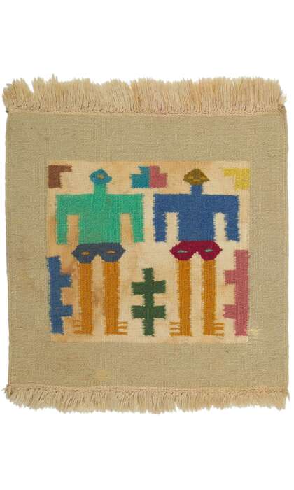 1 x 1 Vintage Peruvian Tapestry Rug 78295