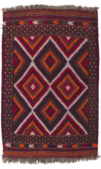 4 x 6 Vintage Persian Shiraz Kilim Rug 61094