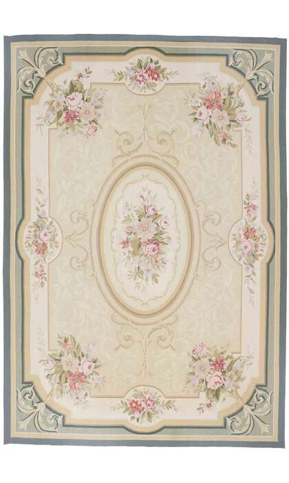 10 x 13 Vintage French Aubusson Rug 77610