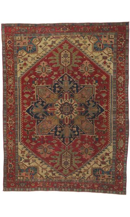 9 x 12 Antique Persian Serapi Rug 74972