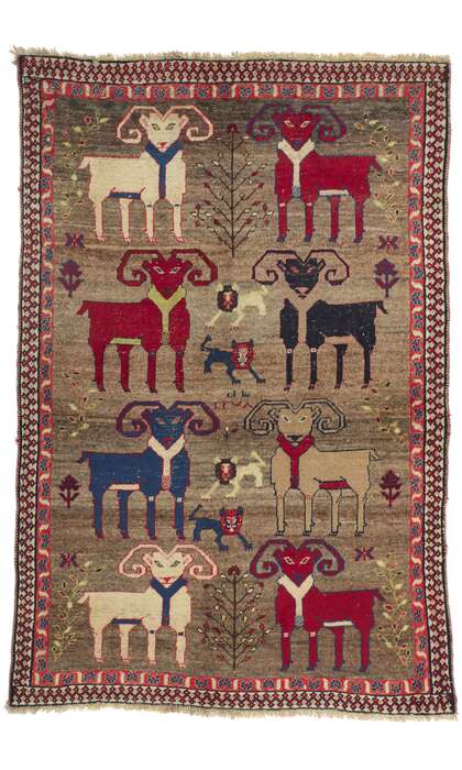 4 x 6 Vintage Persian Gabbeh Rug 61155