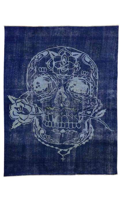 8x10 Blue Overdyed Skull Rug 80239