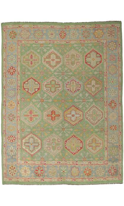 9 x 12 Colorful Green Oushak Rug 80734