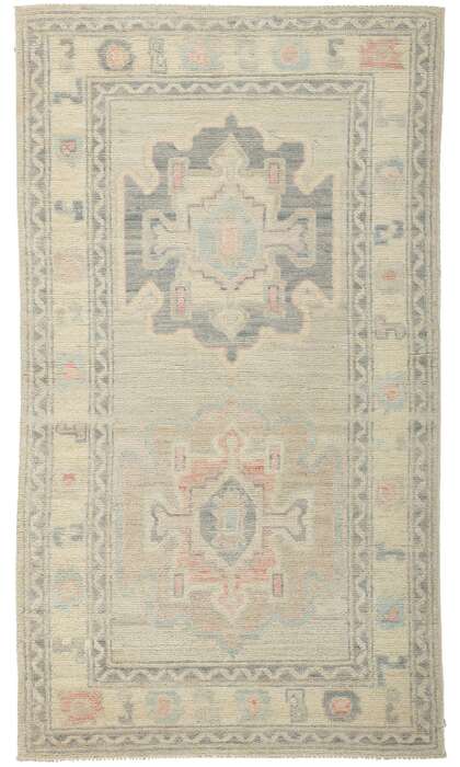 3 x 5 Muted Pastel Modern Oushak Rug 80847