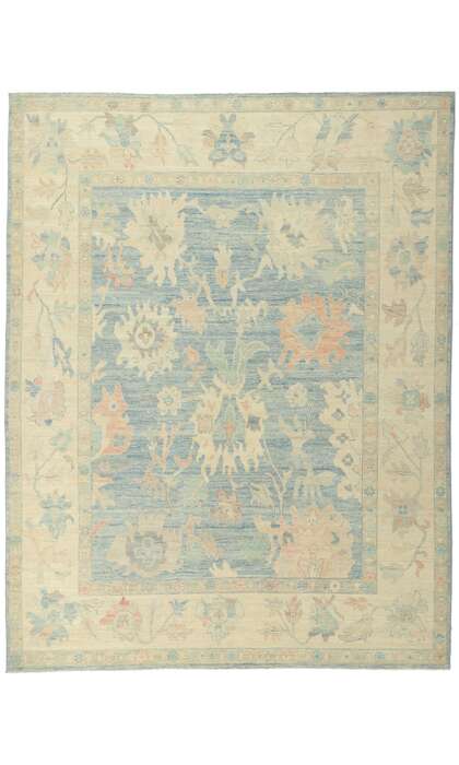 8 x 10 Colorful Blue Oushak Rug 80893