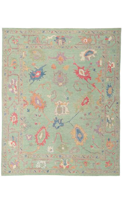 8 x 10 Colorful Green Oushak Rug 80901